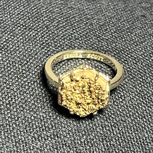 KENDRA SCOTT Kylie Hexagon Gold Druzy Ring Size 4.5 - Picture 2 of 8